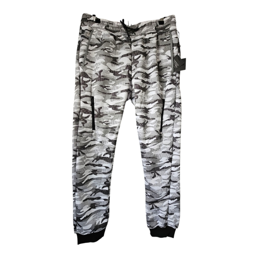Encrypted  Mens Camo- Jogger Pants   Black-Grey-White Large